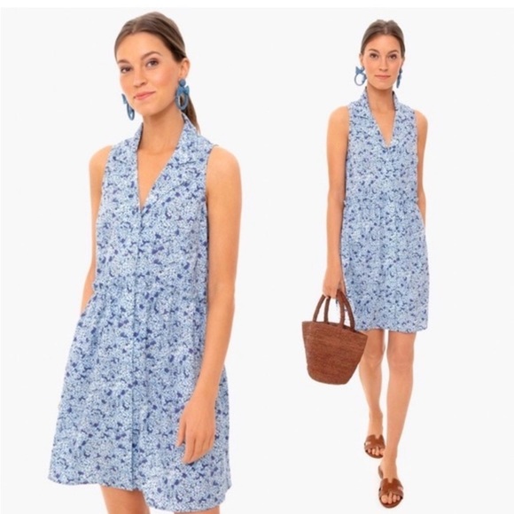 Tuckernuck Royal Shirt Dress Blue Hydrangea XS - Picture 1 of 7
